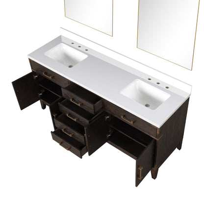 Laurel 72 in W x 22 in D Brown Oak Double Bath Vanity