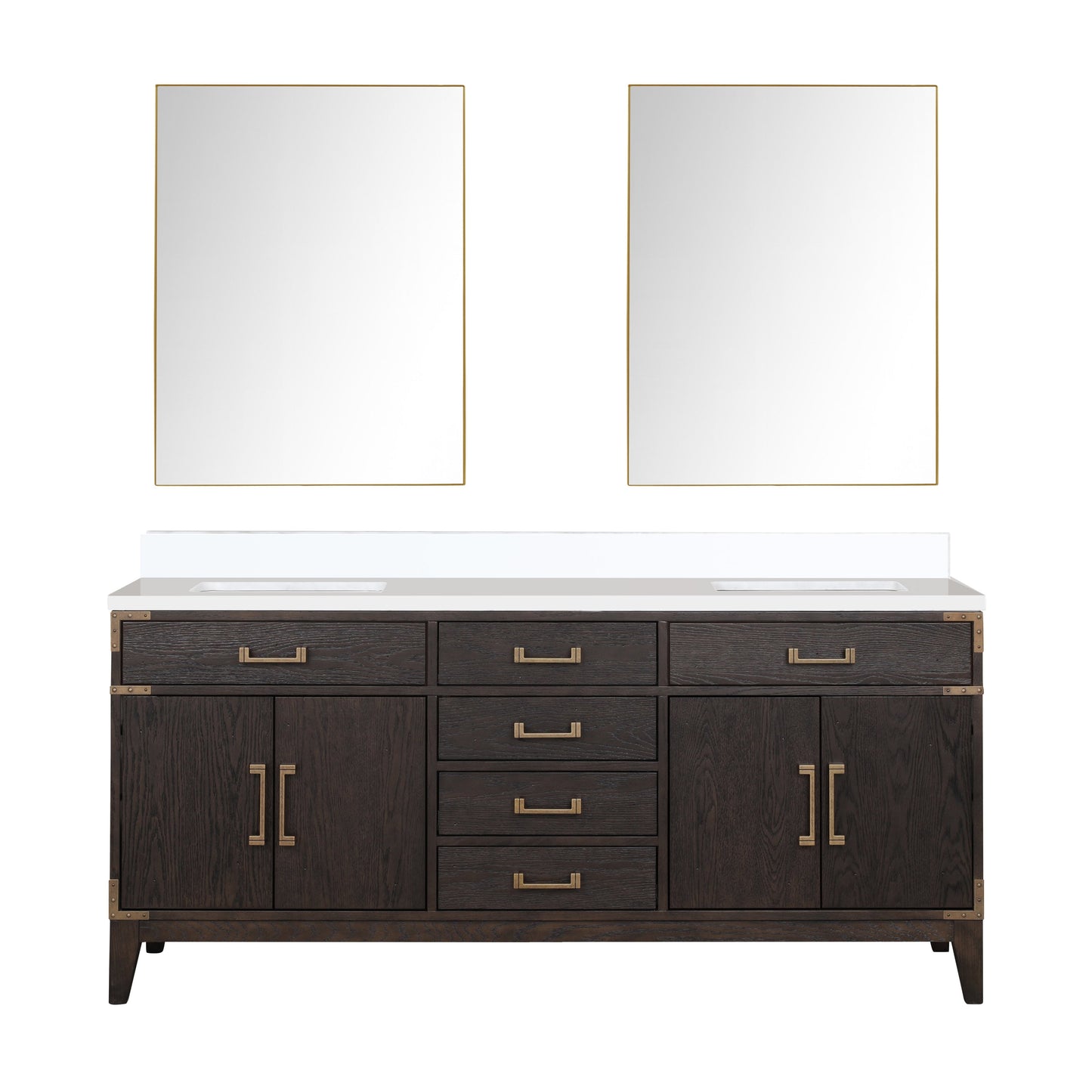 Laurel 72 in W x 22 in D Brown Oak Double Bath Vanity