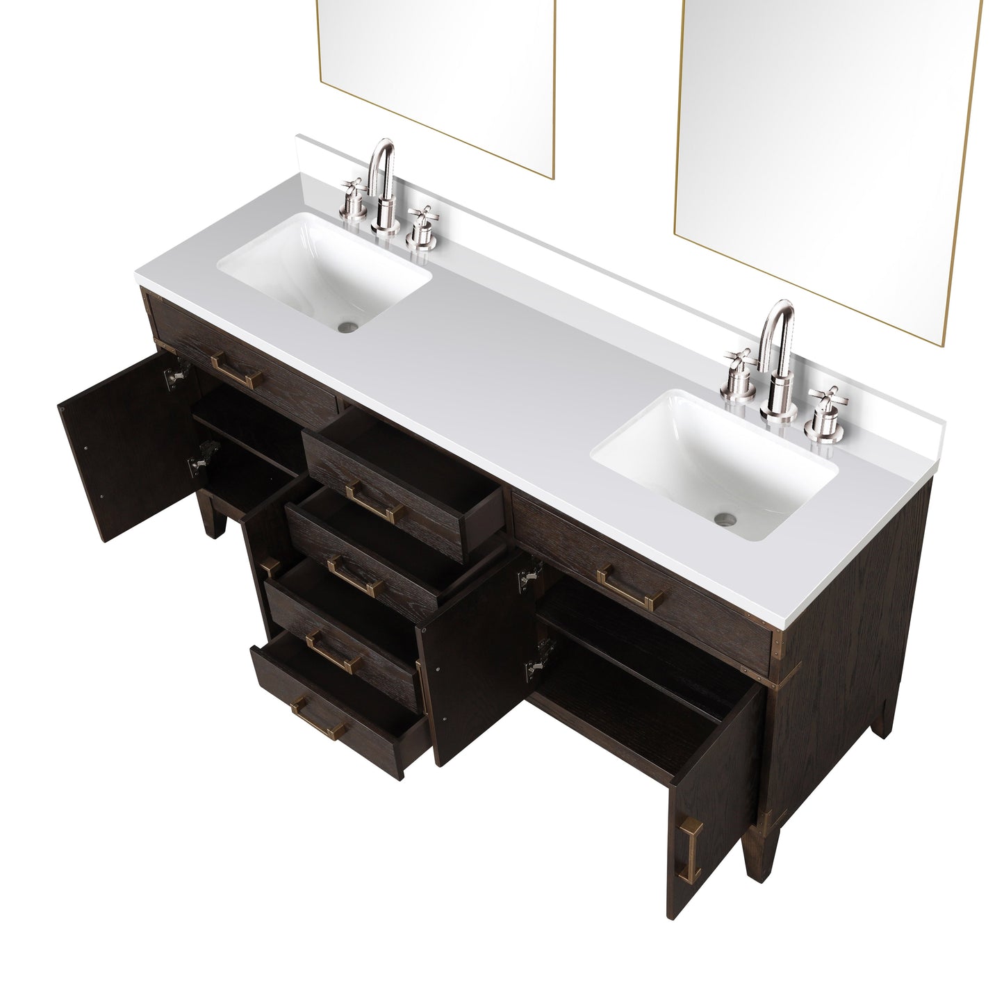 Laurel 72 in W x 22 in D Brown Oak Double Bath Vanity