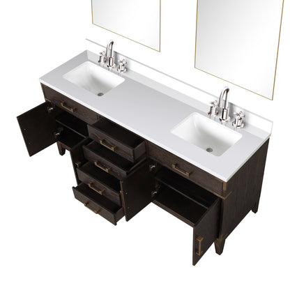 Laurel 72 in W x 22 in D Brown Oak Double Bath Vanity