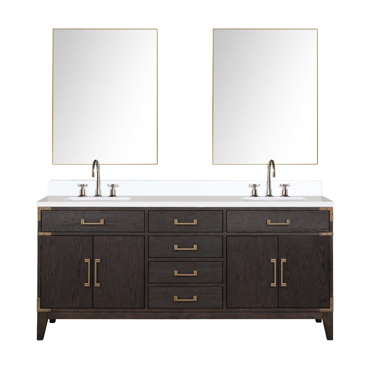 Laurel 72 in W x 22 in D Brown Oak Double Bath Vanity