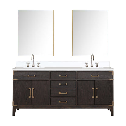 Laurel 72 in W x 22 in D Brown Oak Double Bath Vanity
