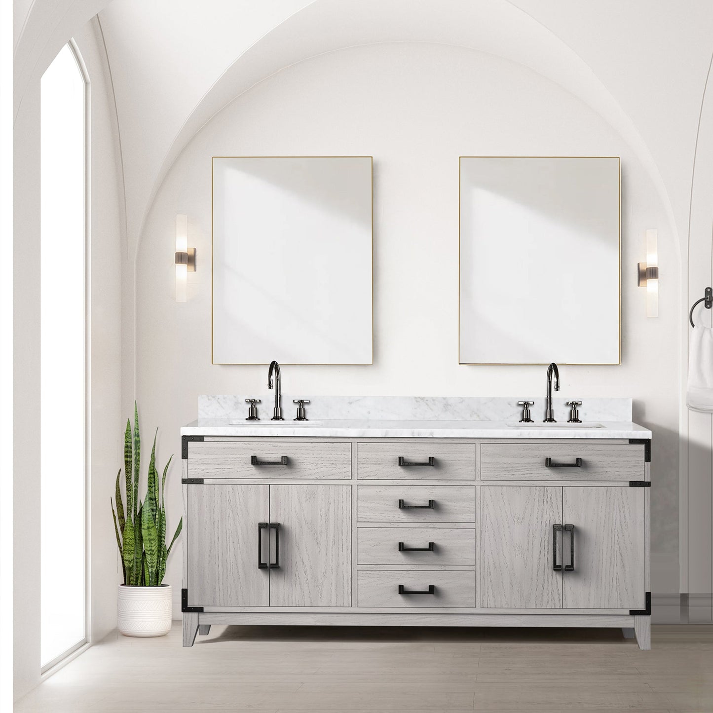 Laurel 72 in W x 22 in D White Oak Double Bath Vanity