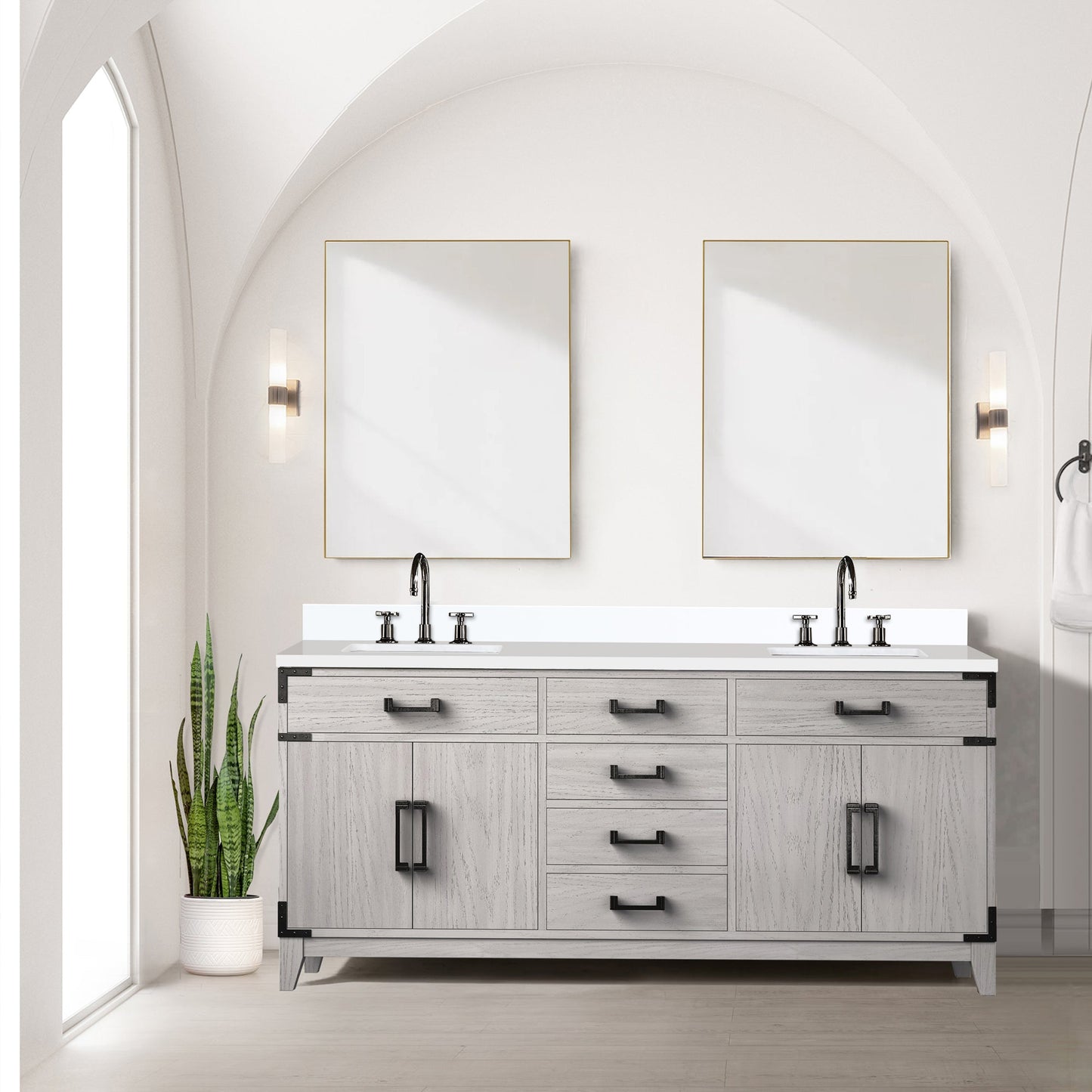 Laurel 72 in W x 22 in D White Oak Double Bath Vanity