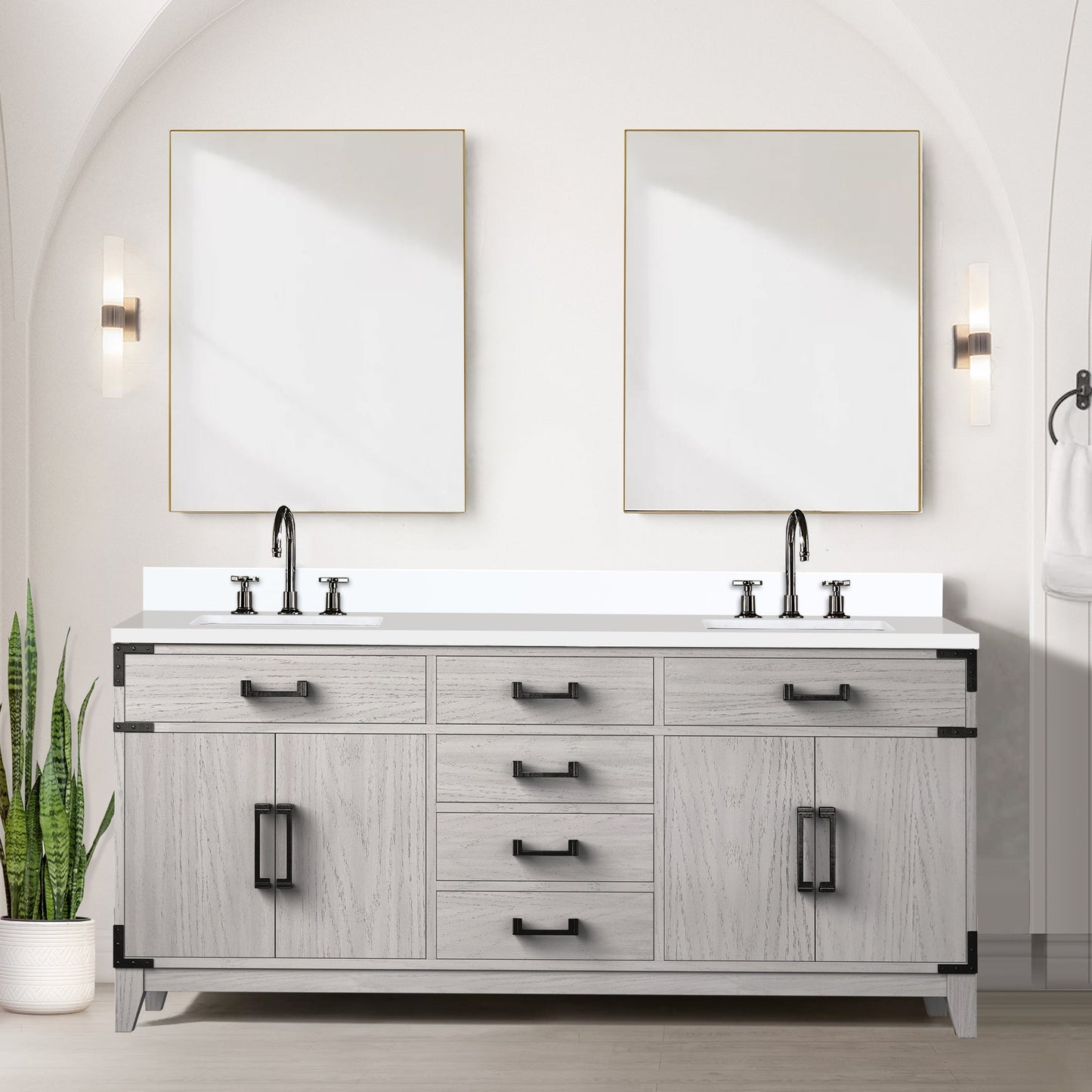 Laurel 72 in W x 22 in D White Oak Double Bath Vanity