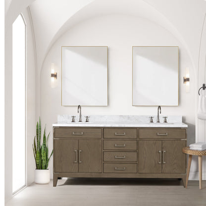 Laurel 72 in W x 22 in D Grey Oak Double Bath Vanity