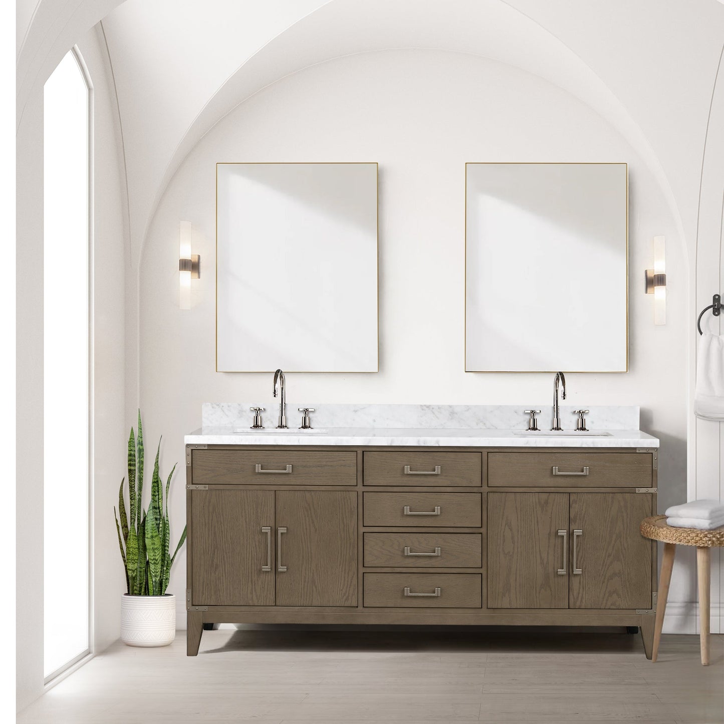 Laurel 72 in W x 22 in D Grey Oak Double Bath Vanity