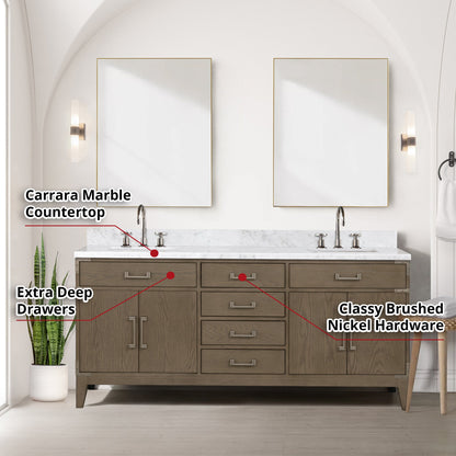 Laurel 72 in W x 22 in D Grey Oak Double Bath Vanity