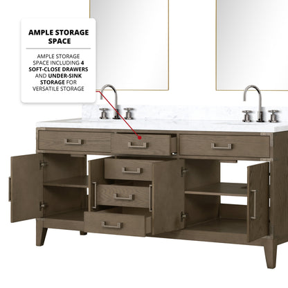 Laurel 72 in W x 22 in D Grey Oak Double Bath Vanity