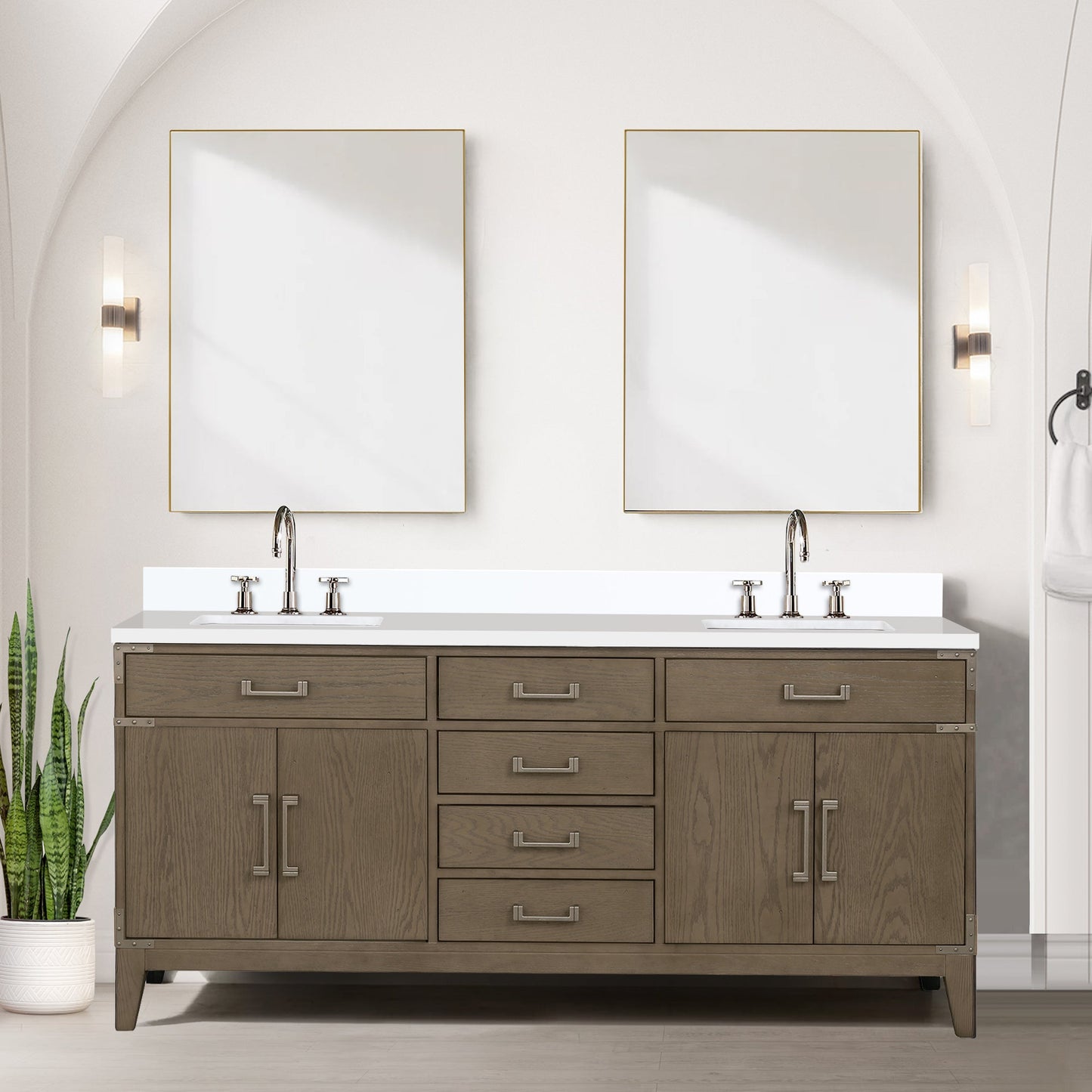 Laurel 72 in W x 22 in D Grey Oak Double Bath Vanity