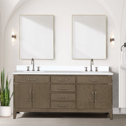 Laurel 72 in W x 22 in D Grey Oak Double Bath Vanity