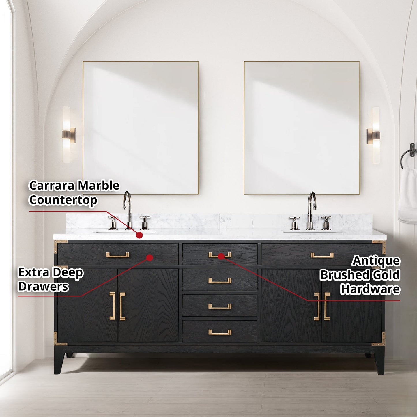 Laurel 80 in W x 22 in D Black Oak Double Bath Vanity