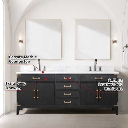 Laurel 80 in W x 22 in D Black Oak Double Bath Vanity