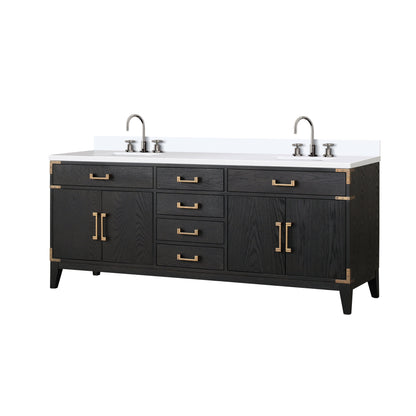 Laurel 80 in W x 22 in D Black Oak Double Bath Vanity