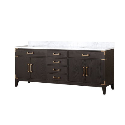 Laurel 80 in W x 22 in D Brown Oak Double Bath Vanity