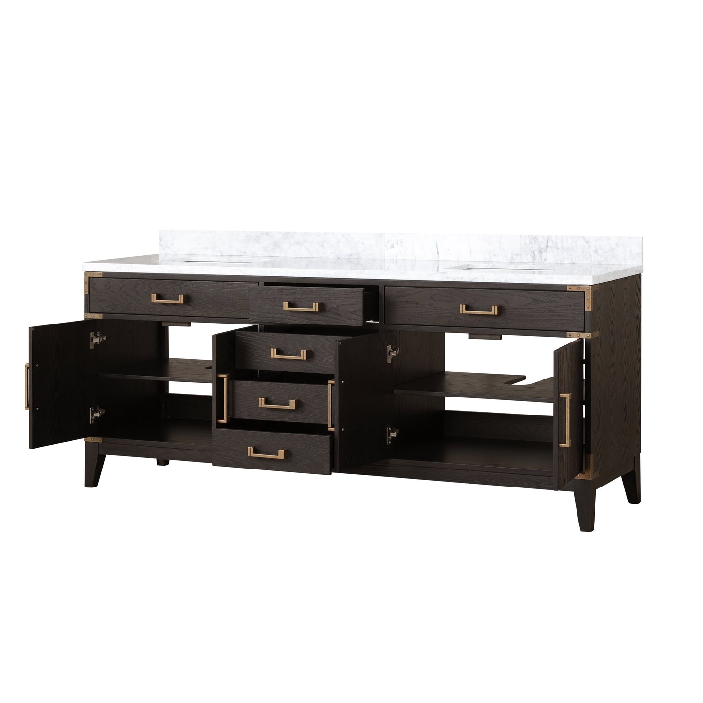Laurel 80 in W x 22 in D Brown Oak Double Bath Vanity