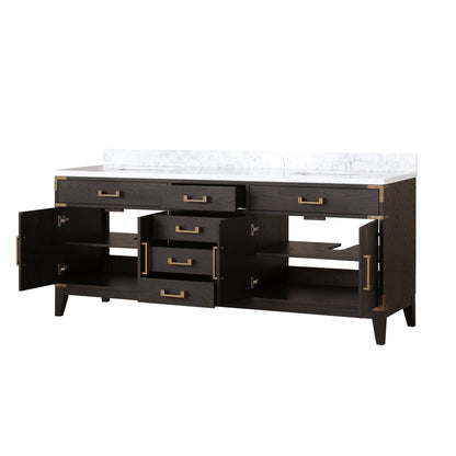 Laurel 80 in W x 22 in D Brown Oak Double Bath Vanity