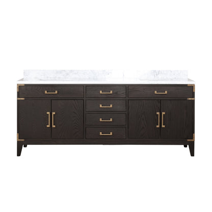 Laurel 80 in W x 22 in D Brown Oak Double Bath Vanity