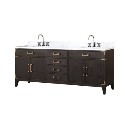 Laurel 80 in W x 22 in D Brown Oak Double Bath Vanity