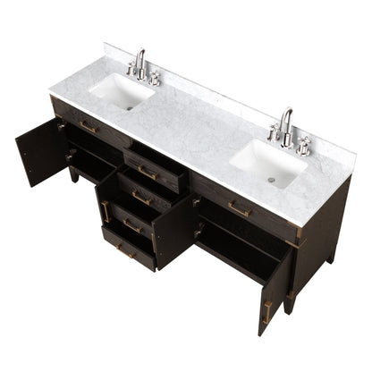 Laurel 80 in W x 22 in D Brown Oak Double Bath Vanity