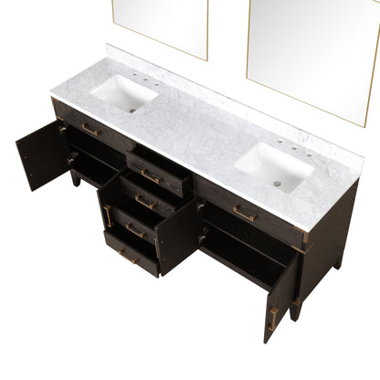 Laurel 80 in W x 22 in D Brown Oak Double Bath Vanity