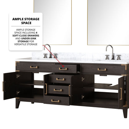Laurel 80 in W x 22 in D Brown Oak Double Bath Vanity