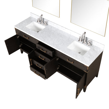 Laurel 80 in W x 22 in D Brown Oak Double Bath Vanity