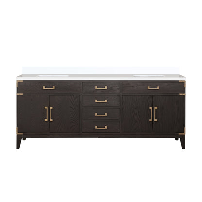 Laurel 80 in W x 22 in D Brown Oak Double Bath Vanity
