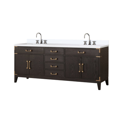 Laurel 80 in W x 22 in D Brown Oak Double Bath Vanity