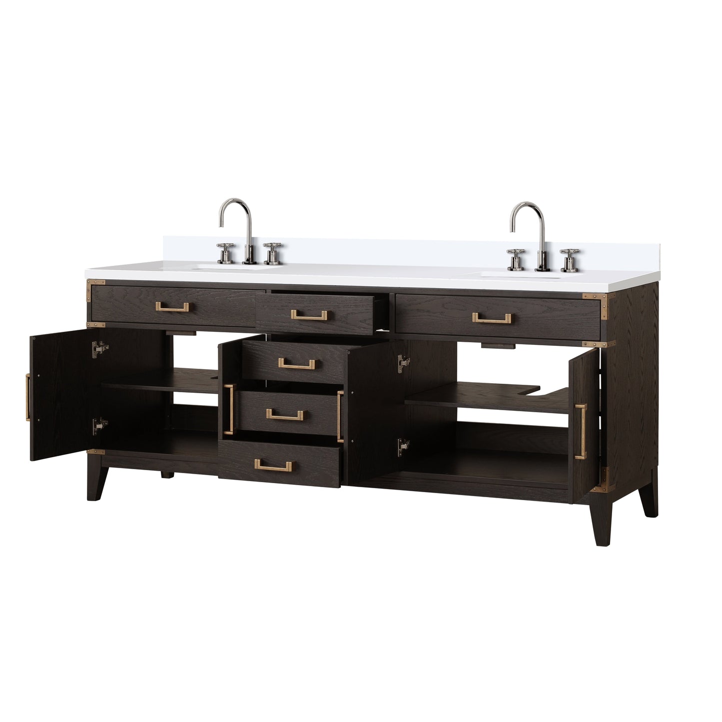 Laurel 80 in W x 22 in D Brown Oak Double Bath Vanity
