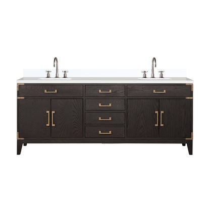 Laurel 80 in W x 22 in D Brown Oak Double Bath Vanity