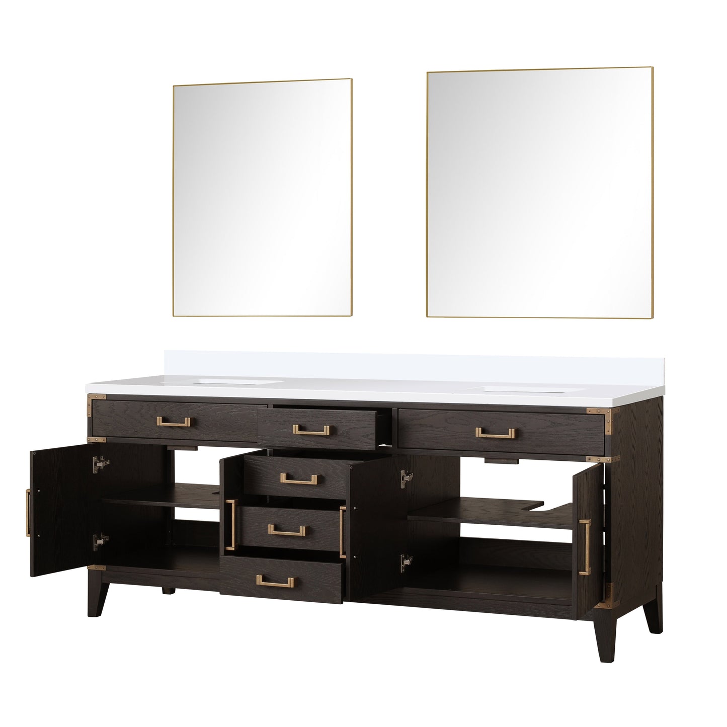 Laurel 80 in W x 22 in D Brown Oak Double Bath Vanity