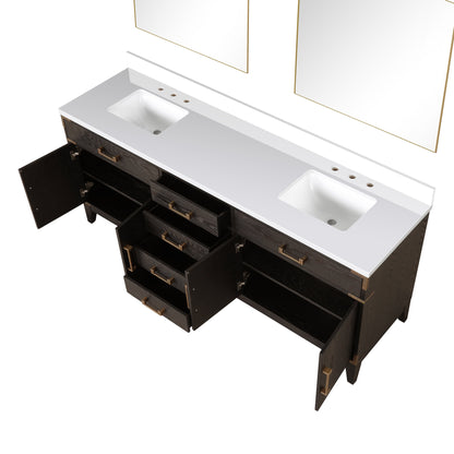 Laurel 80 in W x 22 in D Brown Oak Double Bath Vanity