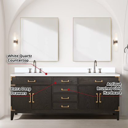 Laurel 80 in W x 22 in D Brown Oak Double Bath Vanity
