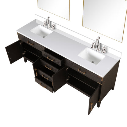 Laurel 80 in W x 22 in D Brown Oak Double Bath Vanity