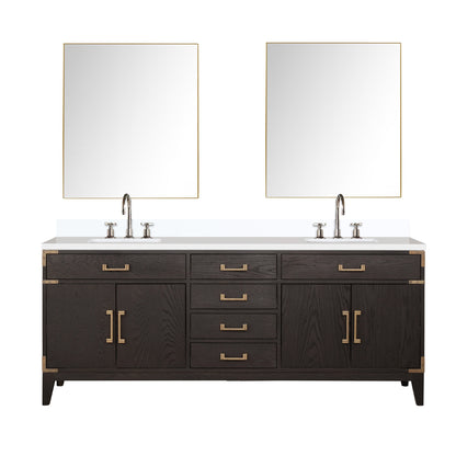 Laurel 80 in W x 22 in D Brown Oak Double Bath Vanity