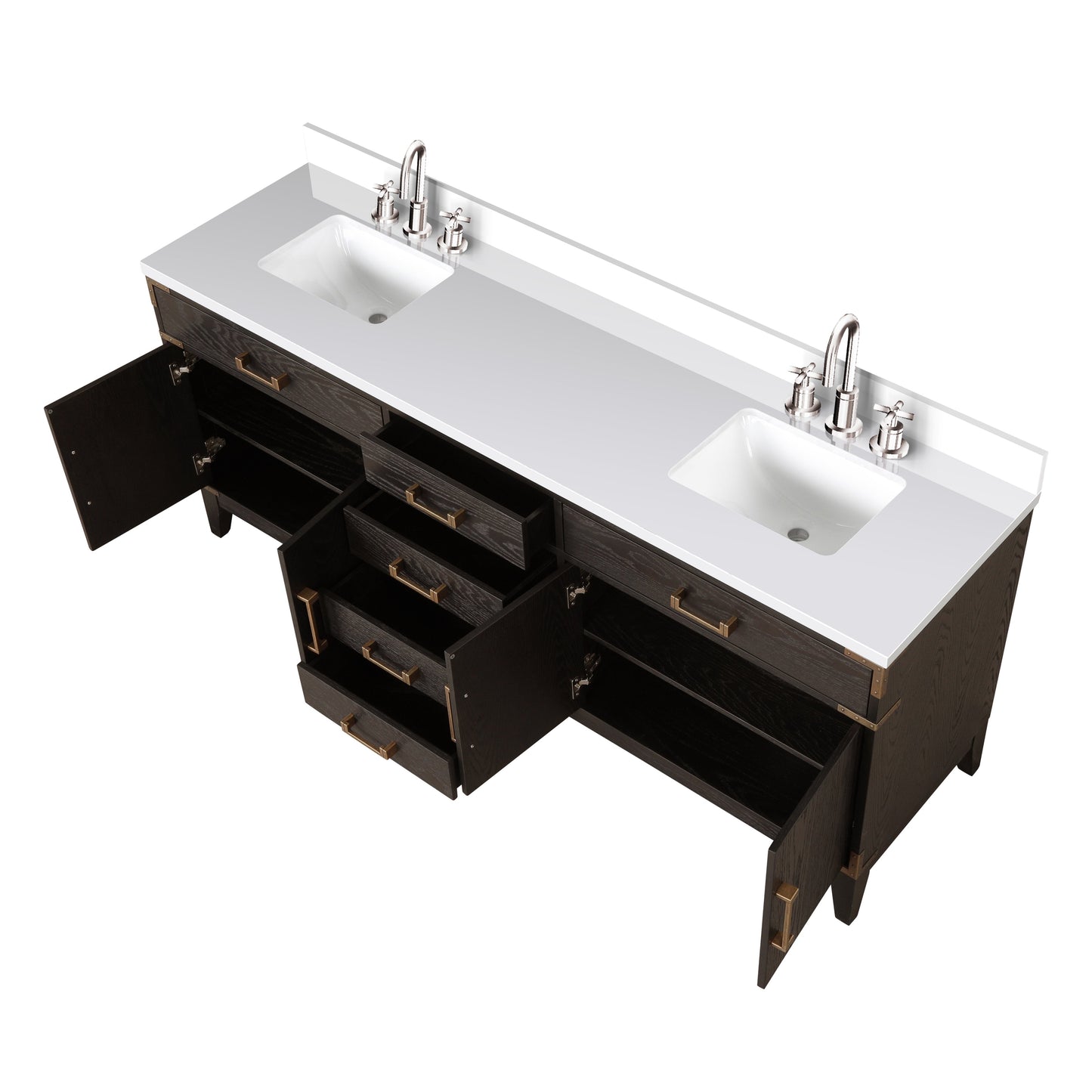 Laurel 80 in W x 22 in D Brown Oak Double Bath Vanity