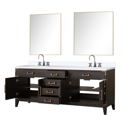 Laurel 80 in W x 22 in D Brown Oak Double Bath Vanity