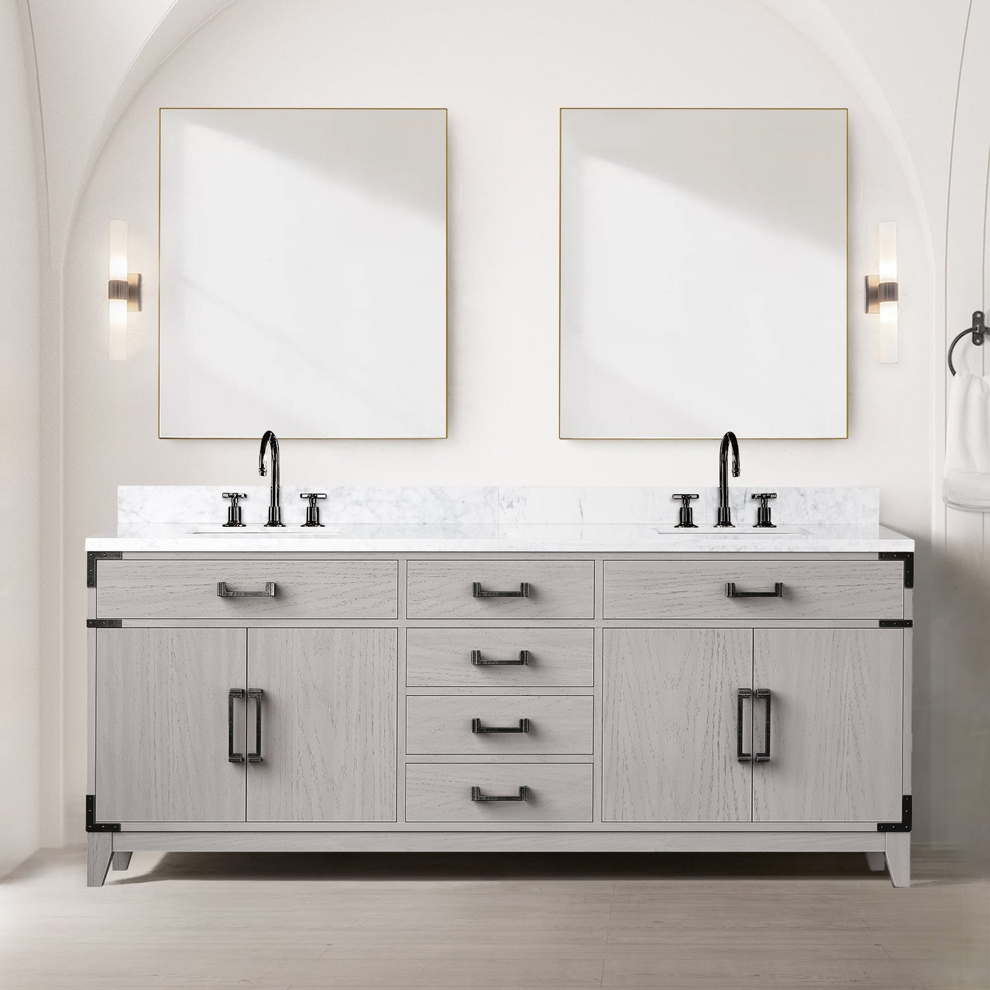 Laurel 80 in W x 22 in D White Oak Double Bath Vanity