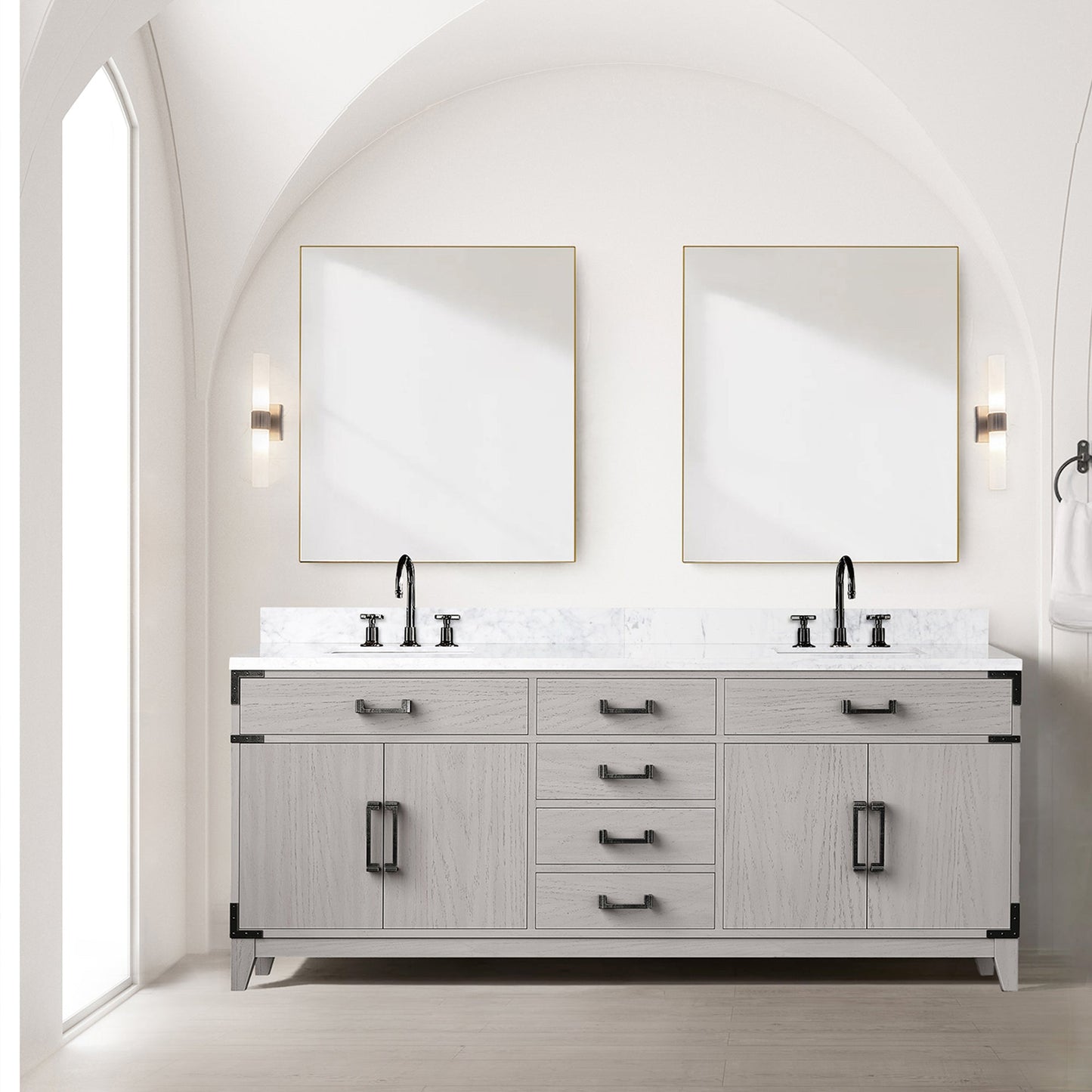 Laurel 80 in W x 22 in D White Oak Double Bath Vanity