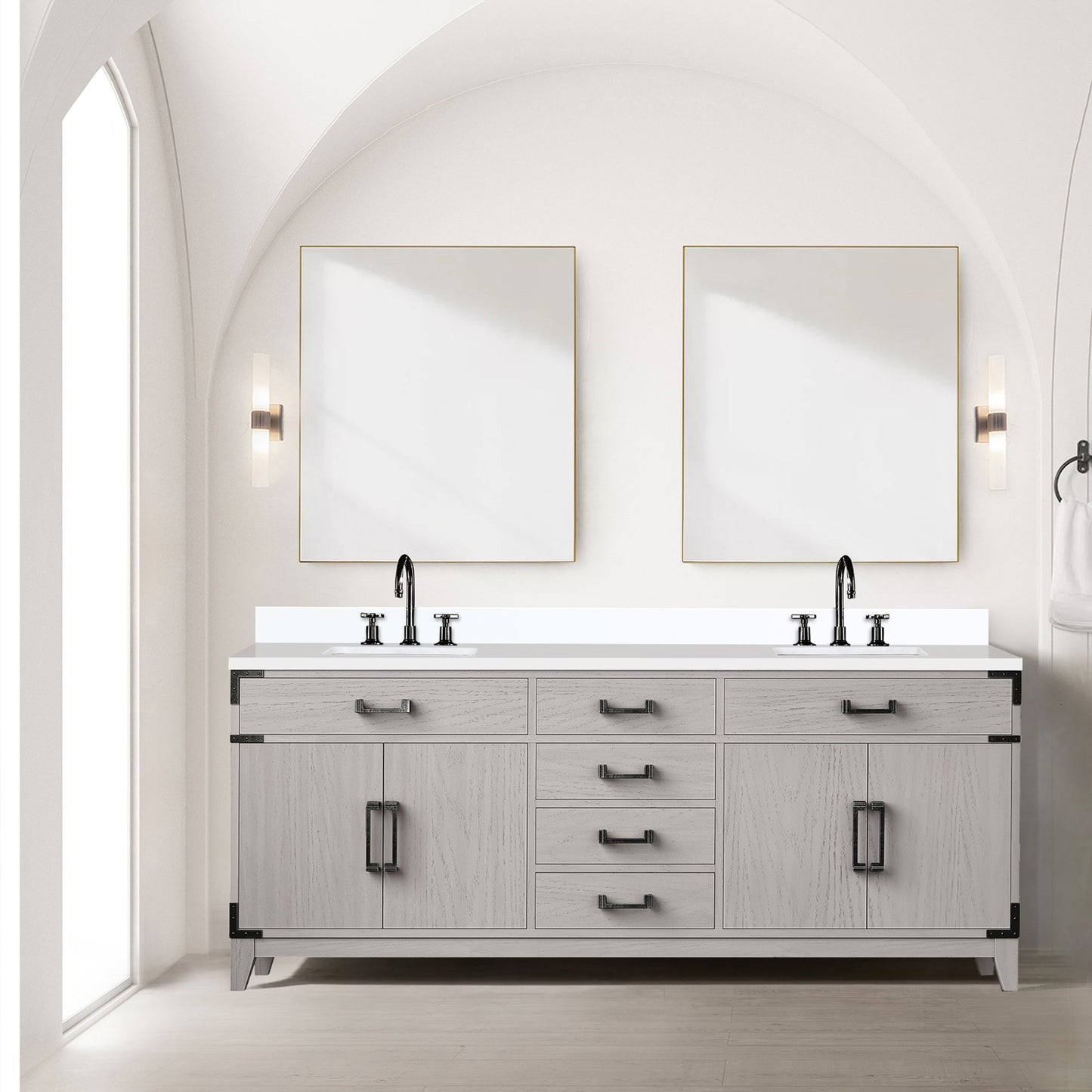Laurel 80 in W x 22 in D White Oak Double Bath Vanity