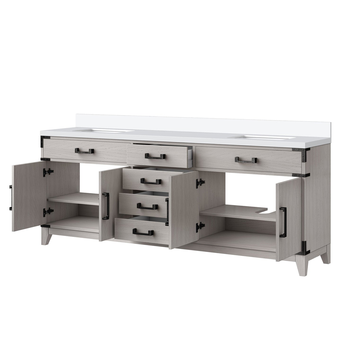 Laurel 80 in W x 22 in D White Oak Double Bath Vanity