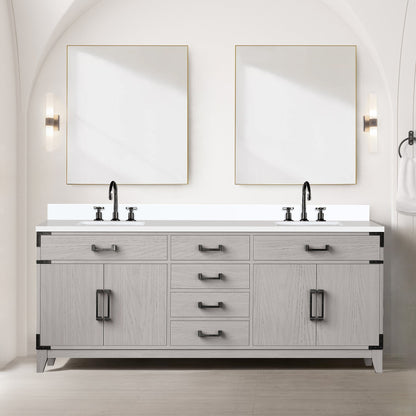 Laurel 80 in W x 22 in D White Oak Double Bath Vanity