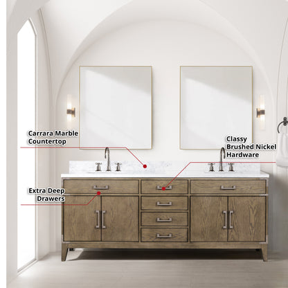 Laurel 80 in W x 22 in D Grey Oak Double Bath Vanity