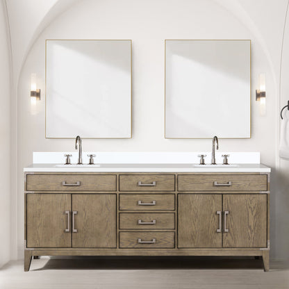 Laurel 80 in W x 22 in D Grey Oak Double Bath Vanity