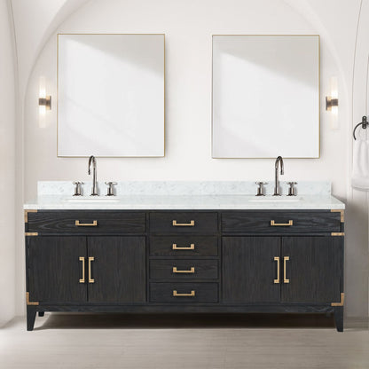 Laurel 84 in W x 22 in D Black Oak Double Bath Vanity