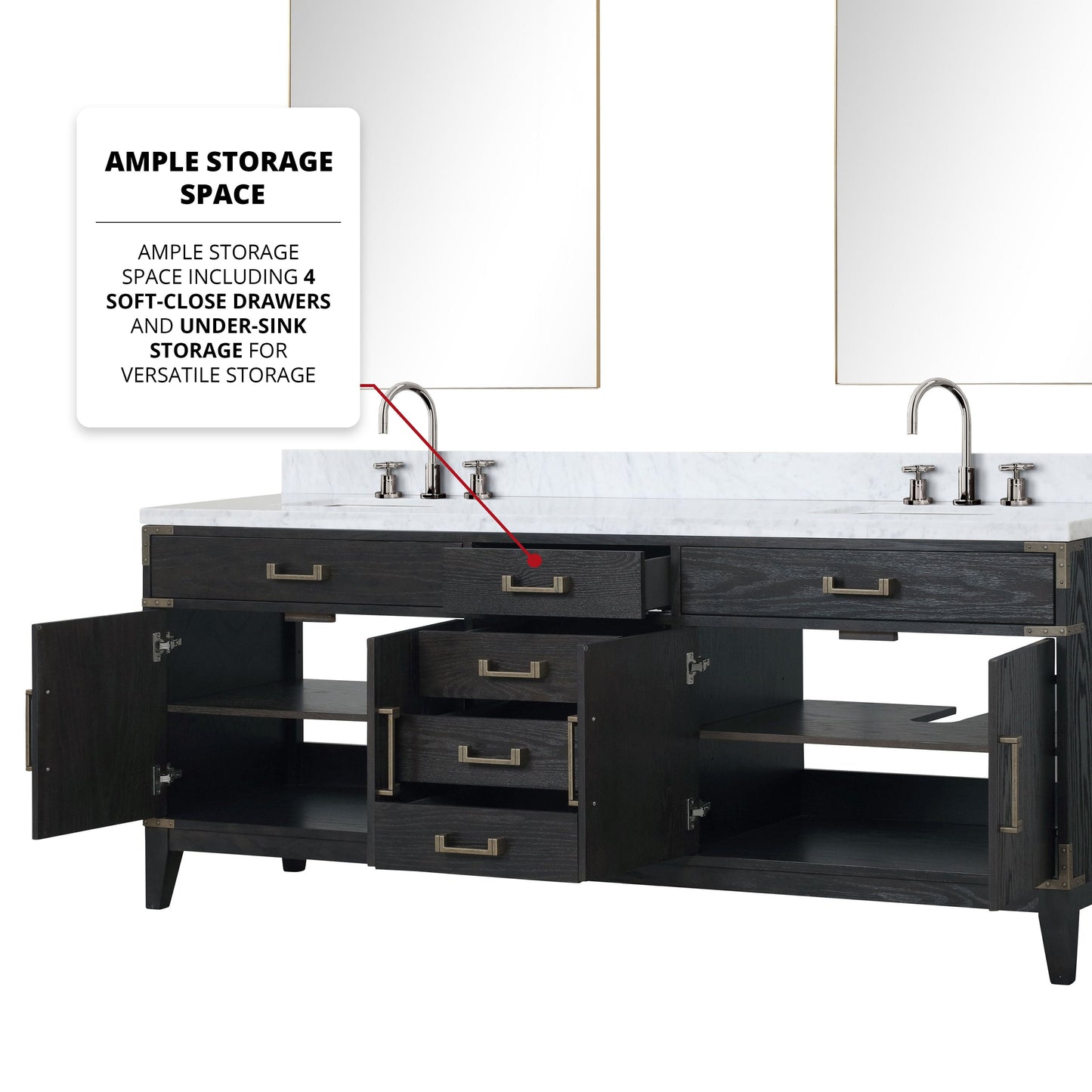 Laurel 84 in W x 22 in D Black Oak Double Bath Vanity