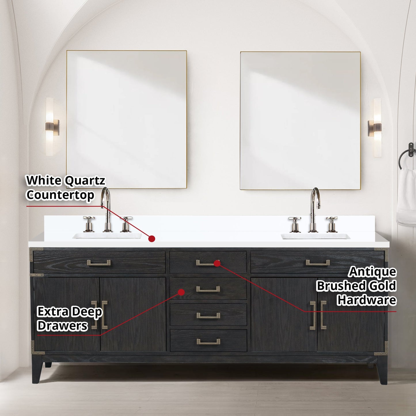 Laurel 84 in W x 22 in D Black Oak Double Bath Vanity