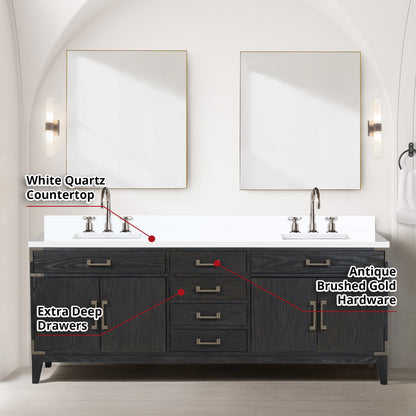 Laurel 84 in W x 22 in D Black Oak Double Bath Vanity