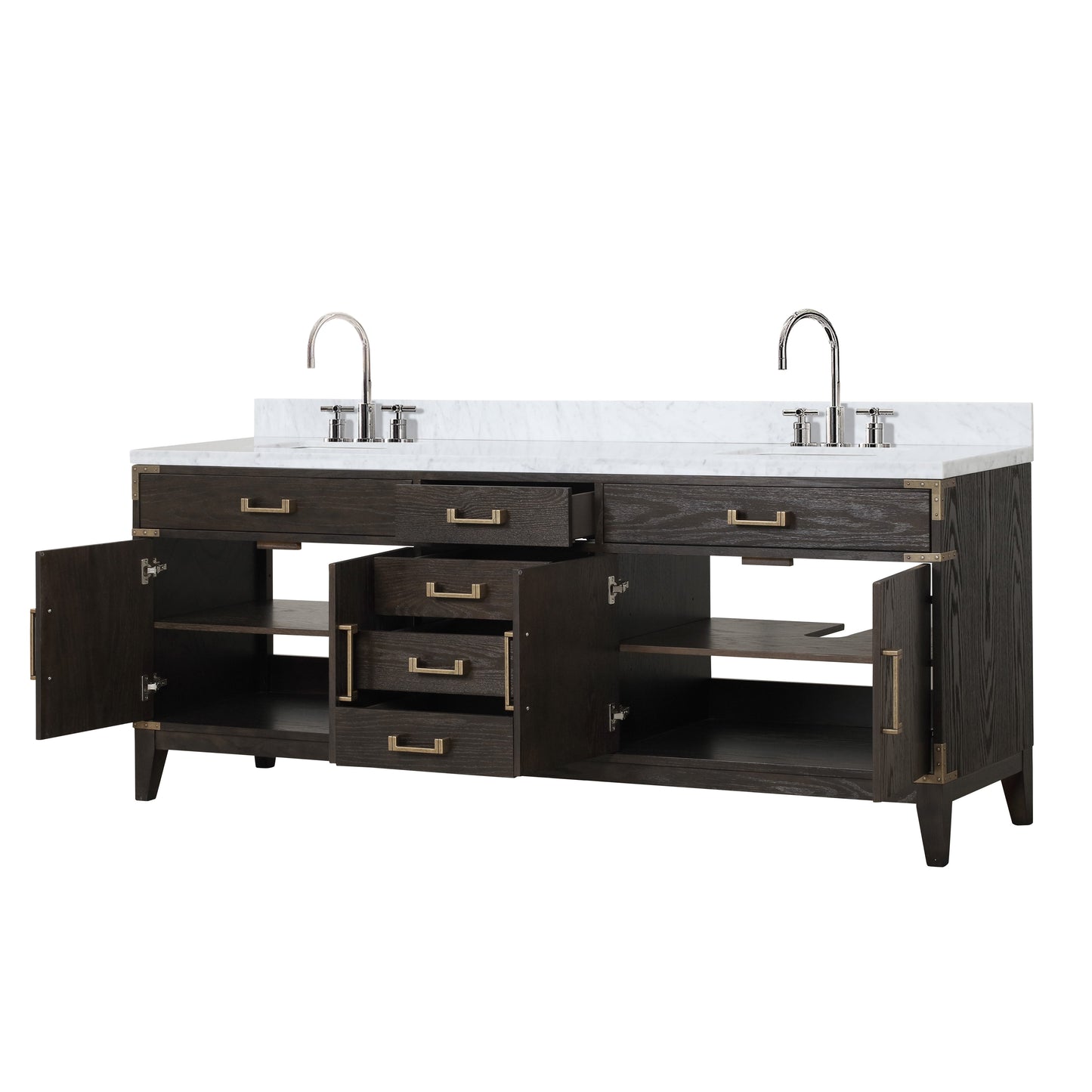 Laurel 84 in W x 22 in D Brown Oak Double Bath Vanity